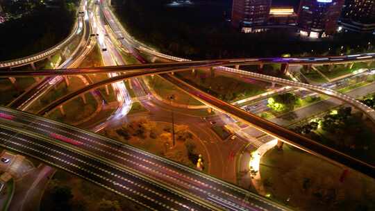 杭州滨江江南大道机场城市大道立交桥夜景延视频素材模板下载