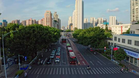 广西南宁城市公交BRT道路航拍