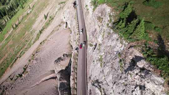 航拍新疆伊犁伊昭公路悬崖公路