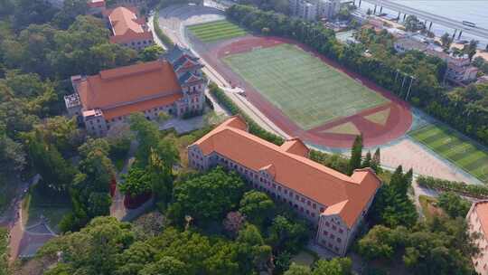 厦门大学校园建筑及操场航拍