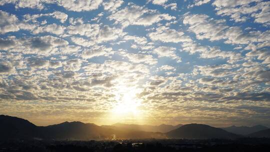 乡村天空日出延时阳光云朵早霞晨曦希望曙光