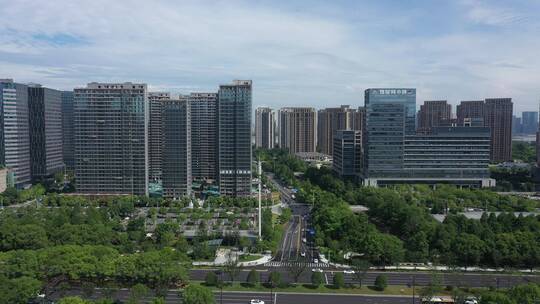 航拍杭州萧山地区发展建设