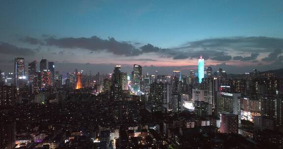 航拍广州天河城市天际线夜晚风光