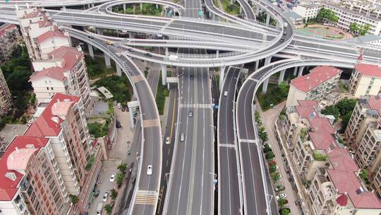 航拍城市高架桥交通枢纽视频素材模板下载