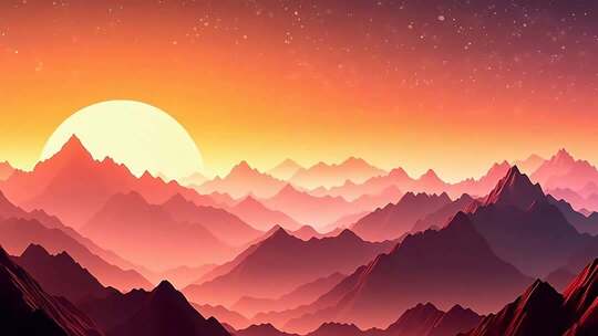 日落时分群山景观