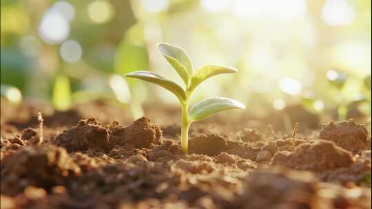 土壤中幼苗生长画面
