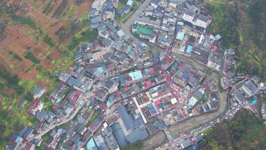 农村集贸市场菜市场农贸市场集市赶集航拍