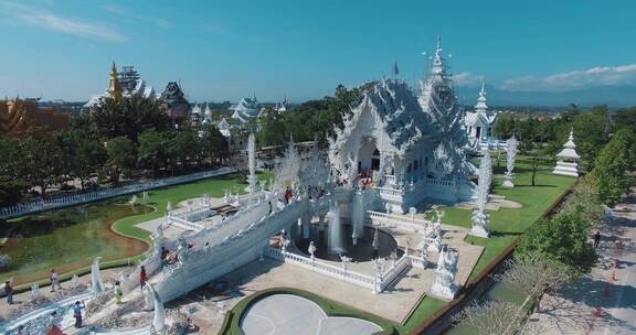 泰国旅游视频泰国清莱灵光寺白庙佛寺