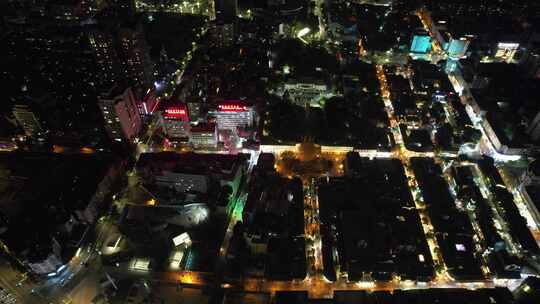 昆明城市夜景航拍
