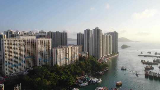 中国香港南区香港仔湾避风港航拍大景视频素材模板下载