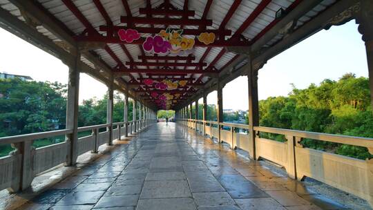 桂林七星公园花桥风雨桥视频素材模板下载