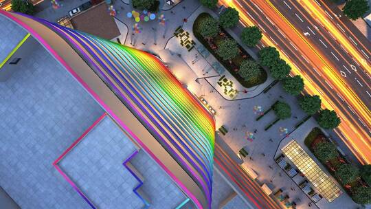 霓虹汽车展销中心外立面三维动画视频素材模板下载