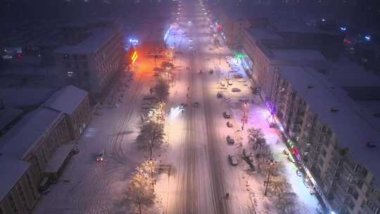 最冷城市根河雪夜灯光夜景