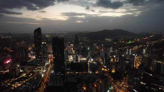 航拍江苏无锡三阳广场城市夜景