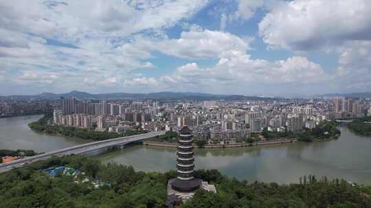 江西赣州翠浪塔地标建筑航拍