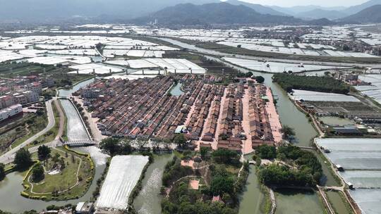 漳州龙海市埭美古村闽南古民居群古厝航拍