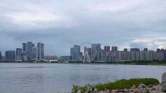 深圳宝安区前海CBD建筑群 海上摩天轮