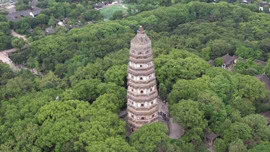 江苏苏州虎丘斜塔5A景区航拍