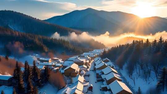 「有版权」航拍中国雪乡4K