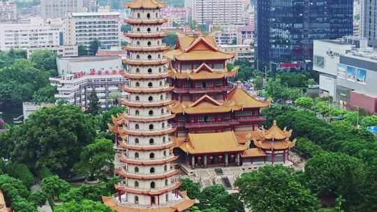 福建福州西禅古寺航拍城市风景古建筑