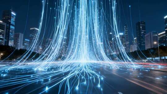 未来城市大数据传输震撼科技背景动画