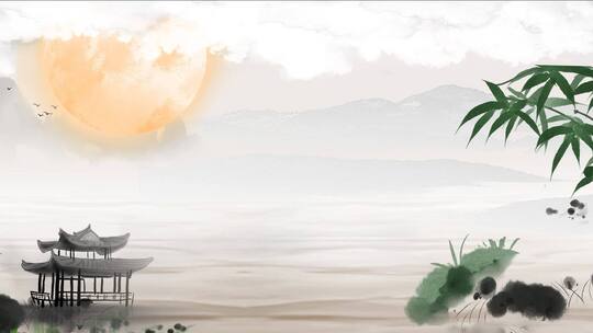 原创中国风山水背景AE模板