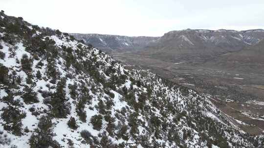 一架无人机在4k拍摄了令人惊叹的白雪覆盖