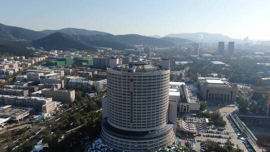 城市航拍山东大厦地标建筑