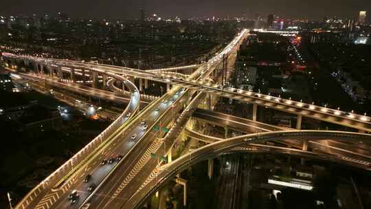 上海沪闵高架路夜景