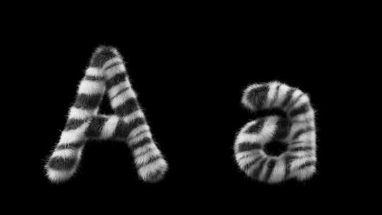 大写和小写斑马羊毛字母A的3D动画视频素材模板下载