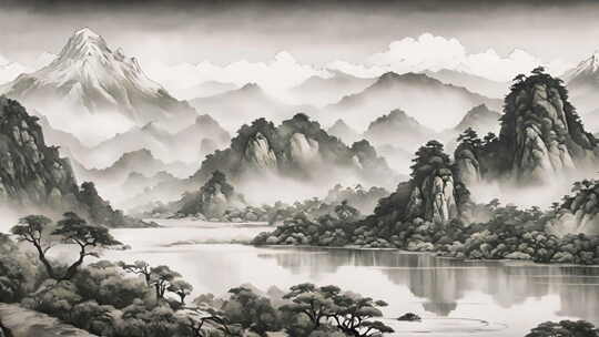 简约意境中国风山水画背景