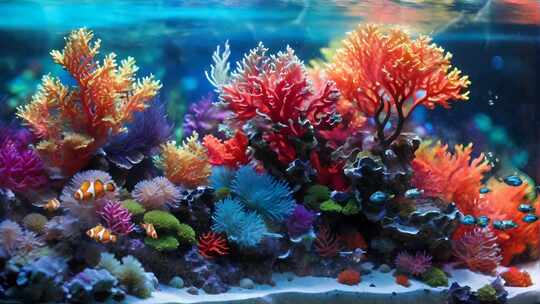 AI 海底世界珊瑚视频素材模板下载