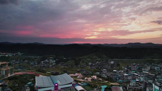 城市夕阳航拍