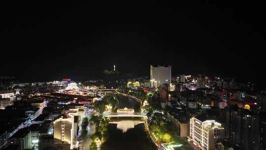 福建三明泰宁县城夜景灯光航拍