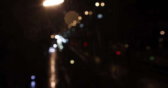 都市城市夜晚下雨雨夜雨滴空镜
