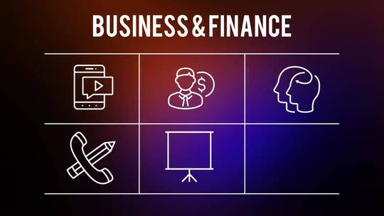 商业和金融25个轮廓图标AE模板