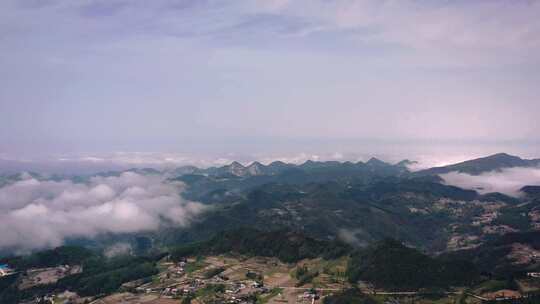 4k无人机航拍恩施建始穿越云海俯瞰山村