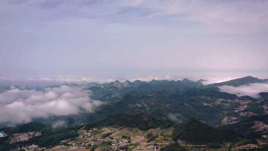 4k无人机航拍恩施建始穿越云海俯瞰山村视频素材模板下载