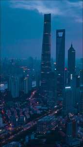 上海_CBD_上海亮灯_城市亮灯_CBD亮灯_航拍延时_竖屏