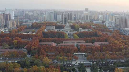 航拍西安交通大学秋景