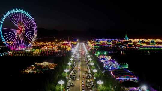 内蒙古呼和浩特恼包村4k夜景航拍