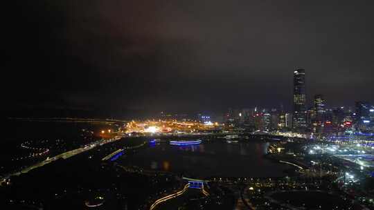 深圳南山区后海夜景航拍视频素材模板下载