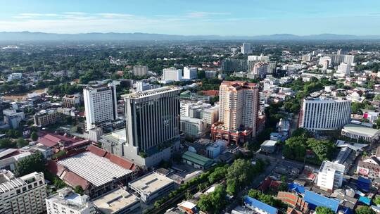 航拍泰国清迈新城城市建筑风光