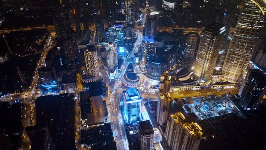 南京西路夜景航拍视频素材模板下载