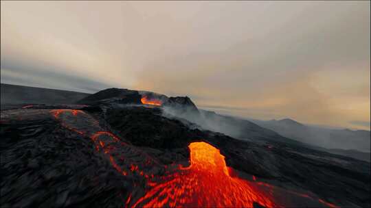 穿越机穿越火山视频素材模板下载