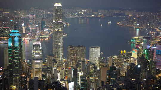 香港城市大都市夜景夜市航拍