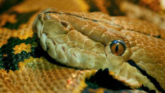 黄色蟒蛇眼睛特写动物宠物