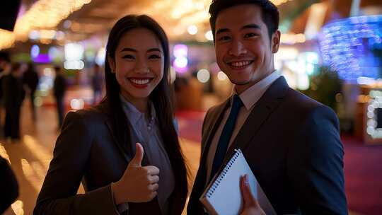 年轻商务人士在商业活动中充满信心