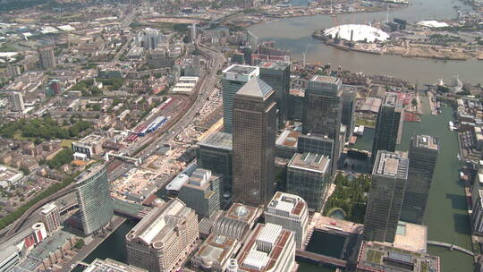 无人机航拍伦敦码头区视频素材模板下载