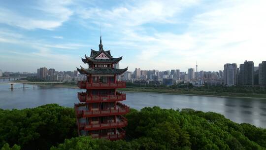 4K航拍株洲城市全景 湘江 神龙阁